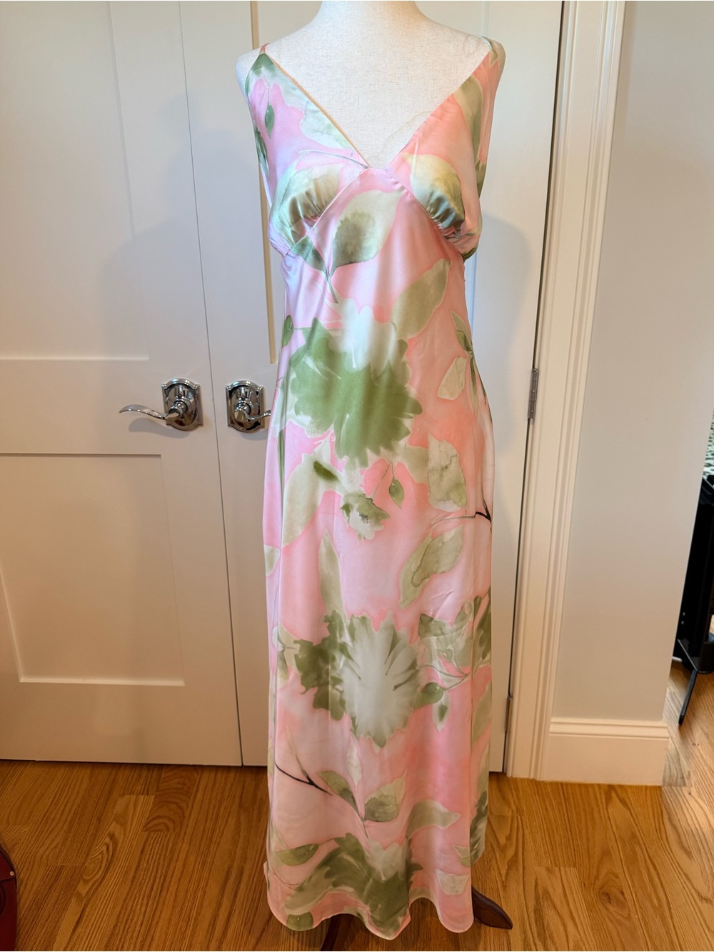 Abercrombie & Fitch Julia Pink and Green Floral Slip Maxi Dress - Picture 4 of 12